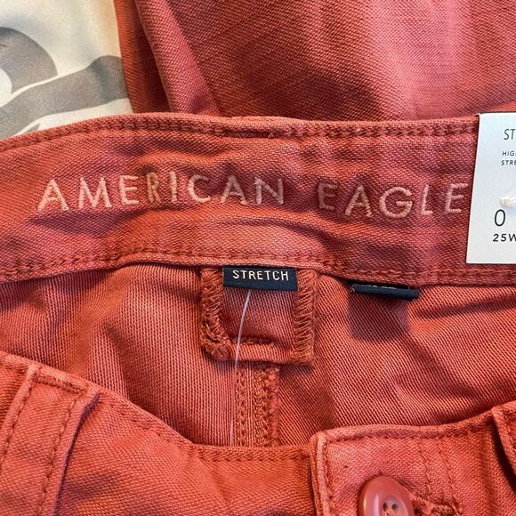 American Eagle AE Stretch Cargo Straight Pant Rust Brown 0 Short - Picture 8 of 12
